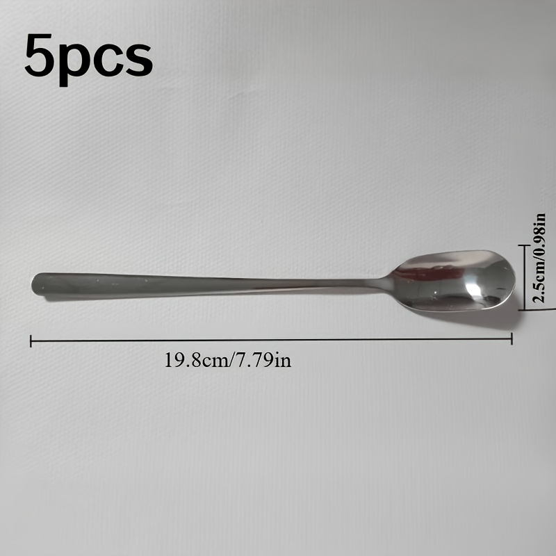 TEMU 5 Sets Of Stainless Steel Exquisite Ice Tea Spoons With Long Handles, 7-inch Extra Long Stirring Spoons, Suitable For Tall Cups- Stainless Steel