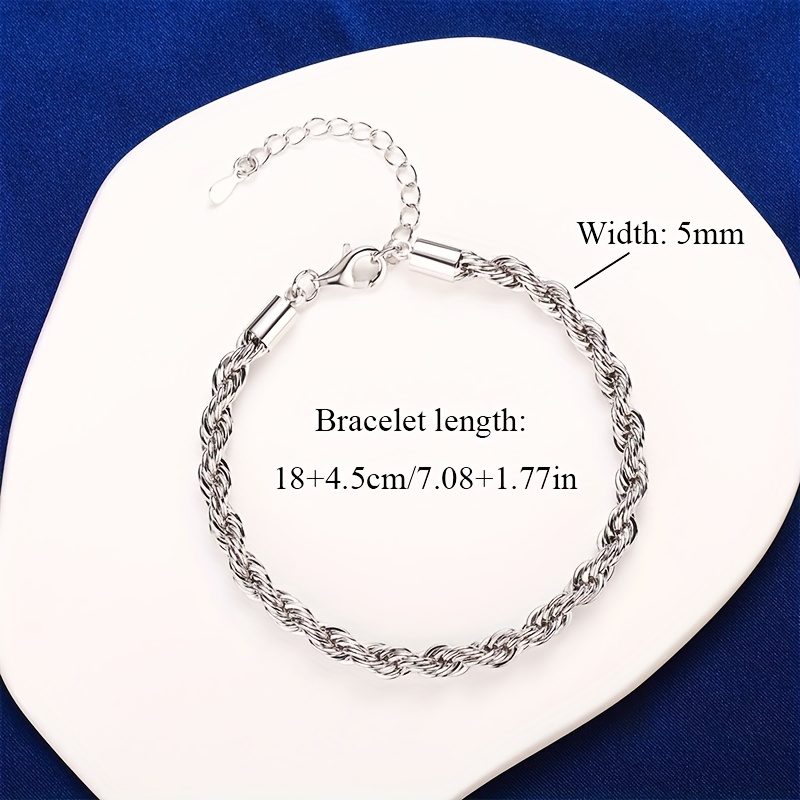 925 Silvery, A 5mm Women's Fashion Twisted Bracelet, Stylish And , A Trend, In Golden And Silvery Colors, Adjustable Size, Perfect For Birthdays, Christmas, Valentine's Day, Anniversaries