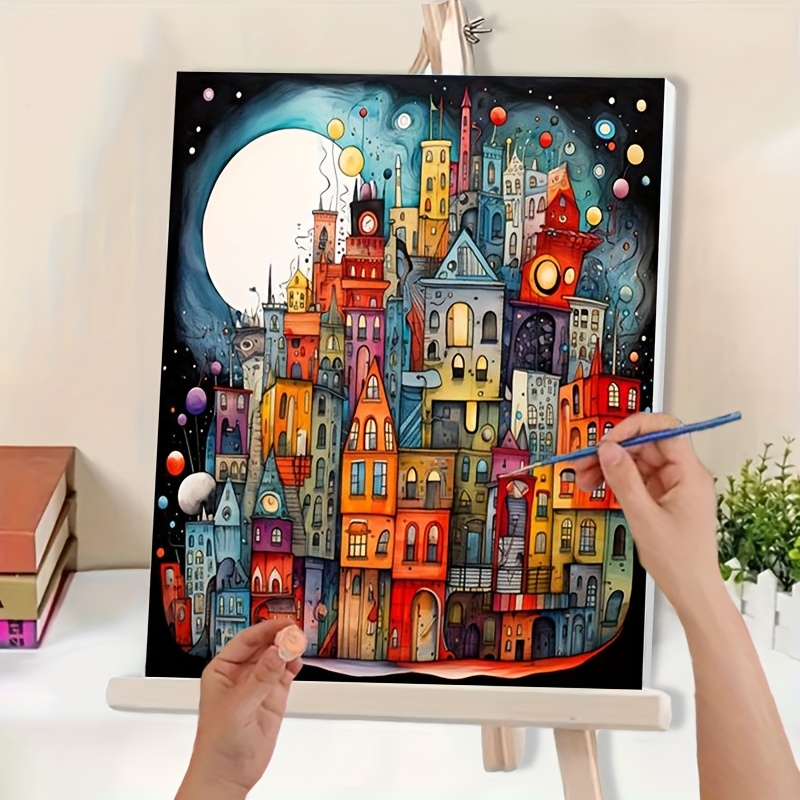 TEMU 1 Beginner-friendly Diy Adult Acrylic Painting Kit - Includes Acrylic Paints, Canvas, 3 Brushes, And Manual | Colorful Acrylic Art Featuring A
