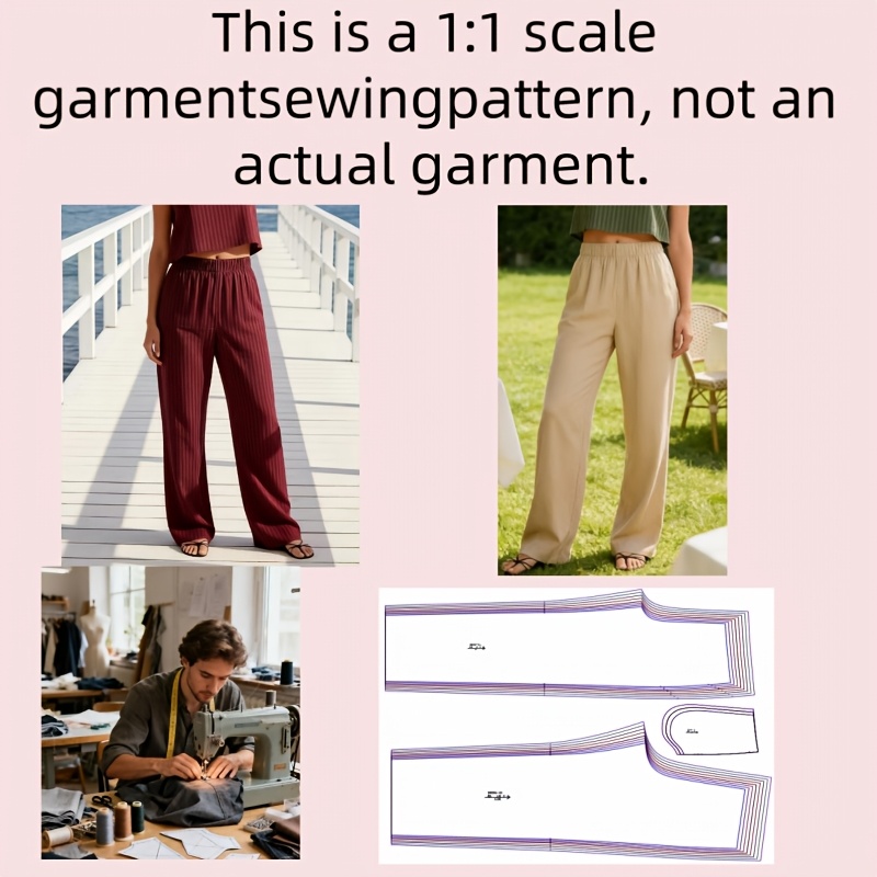 E-shop Schnittmuster für Damenhose im modischen minimalistischen Stil. Dies ist ein Schnittmuster zum Nähen, kein fertiges Kleidungsstück. Geeignet zum