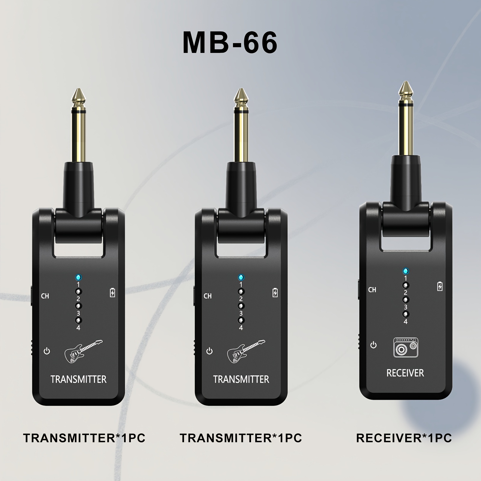 Image of One-/one-to-two 2.4ghz Audio Transmission System Rechargeable 4-channel Guitar Transmitter And Receiver System For Acoustic, Electric Guitar, , And Wind Instruments