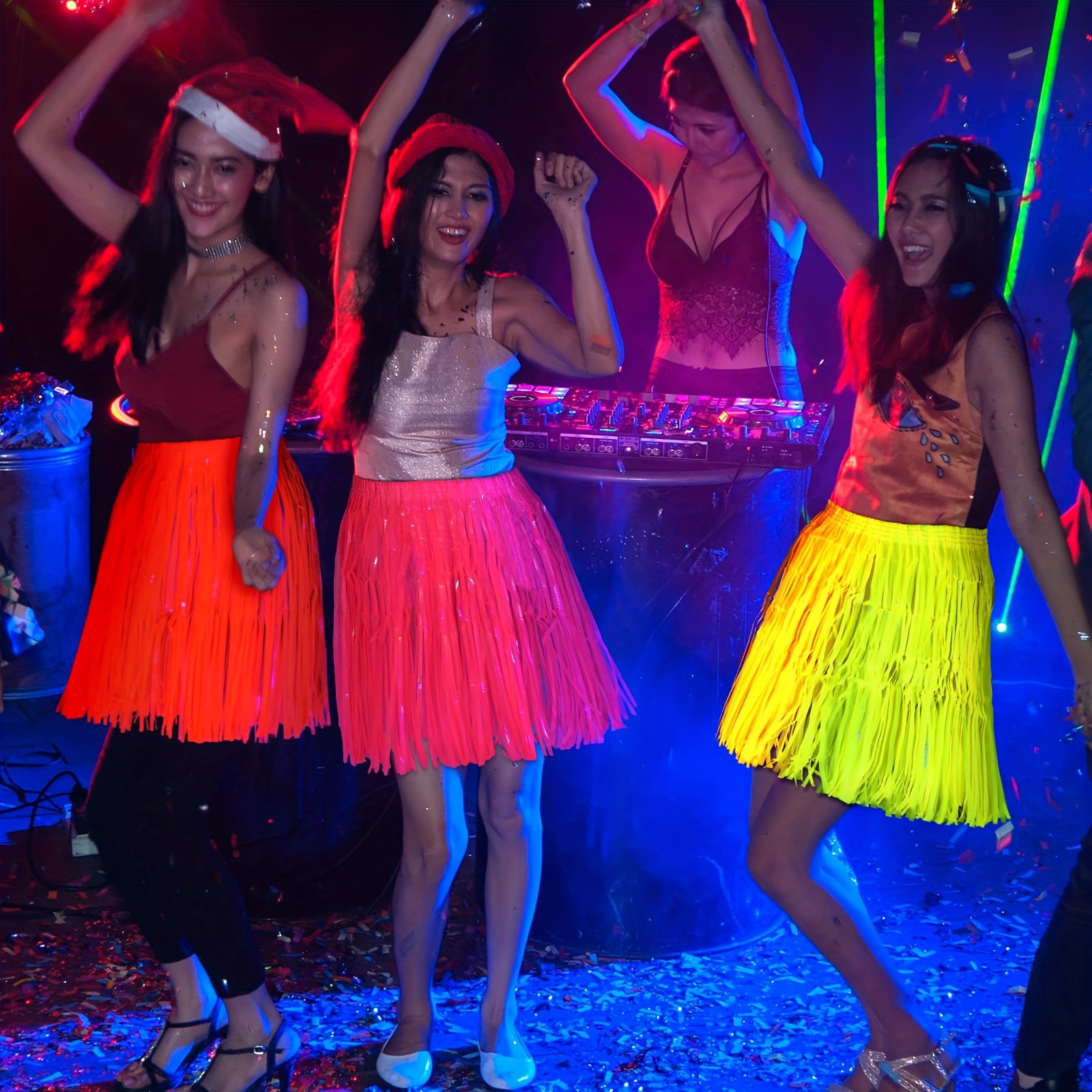 2pcs 4pcs neon glow foil fringe skirt neon glow foil fringe - Temu Belgium