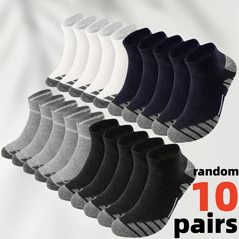 TEMU 10 Pairs Men's Breathable Shock-absorbing Arch Support Sports Socks, 10pcs Random Color Men's Socks, Women's Socks, Outdoor Socks, Casual Socks,