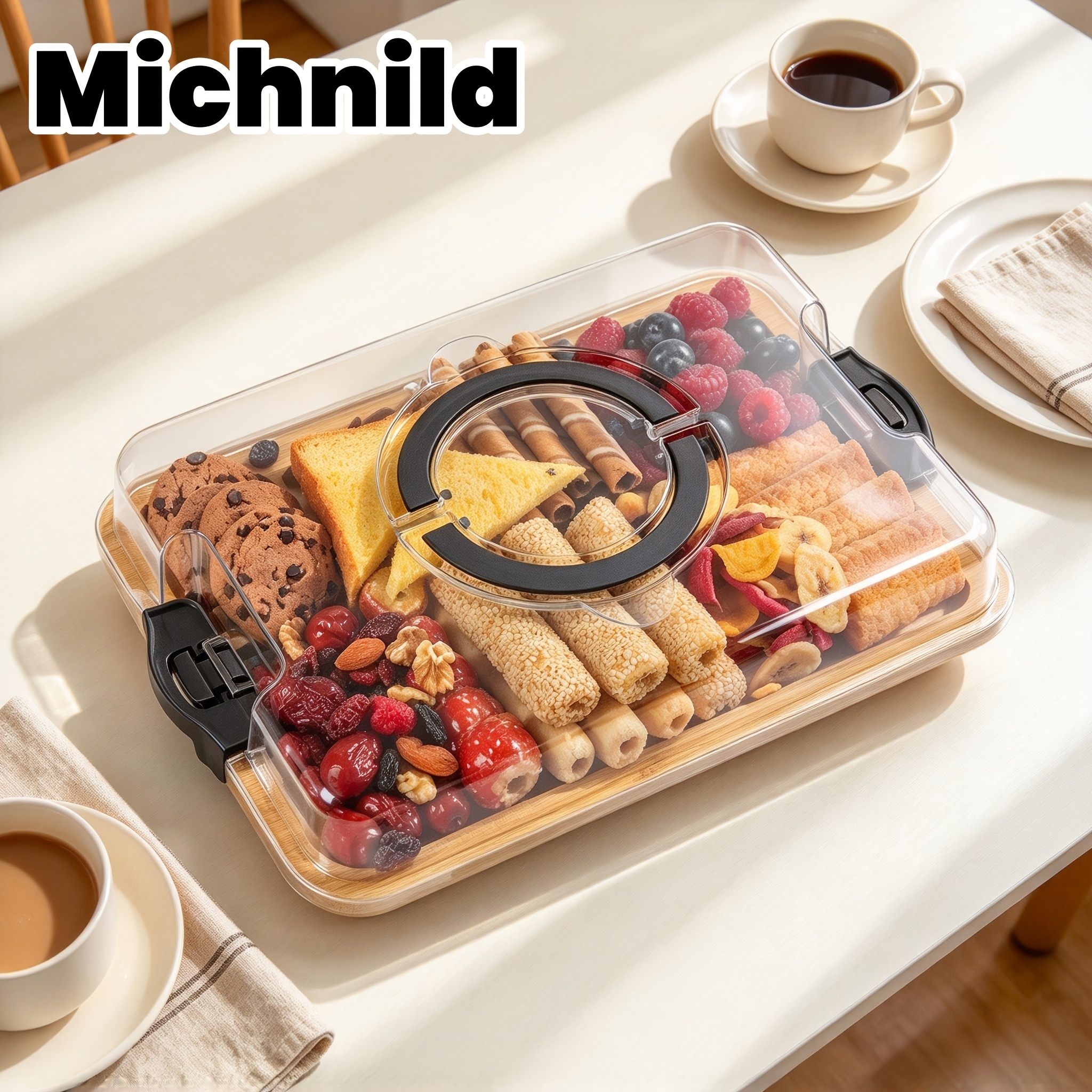 Image of 2-in-1 Charcuterie Board And Cutting Board Set With Covers, 5-compartment Cheese, Sausage, Snack, Cooked Meat, And Appetizer Board, Portable Kitchen Serving Board For Home, Parties, Picnics, And Gifts