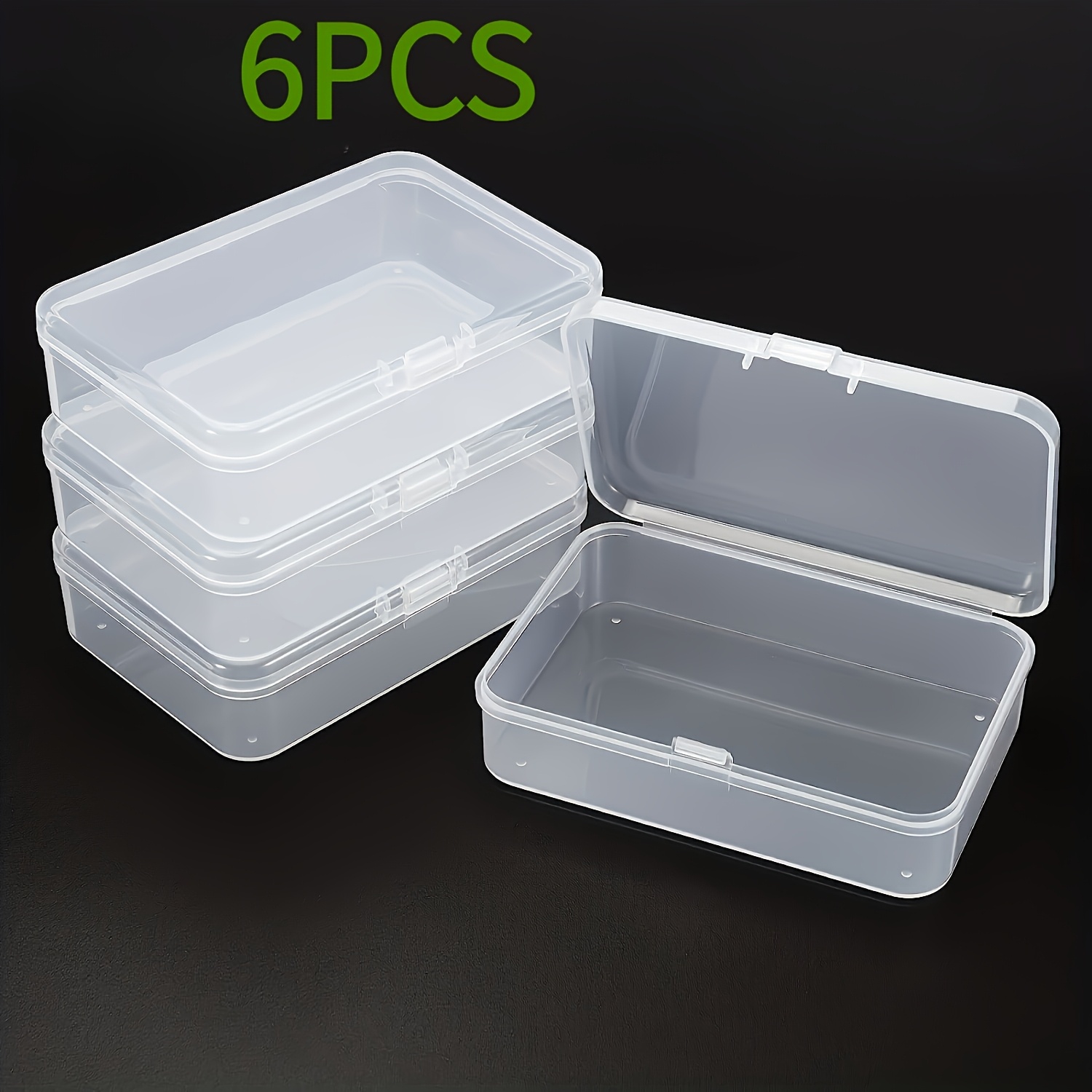 TEMU 6-pack Clear Plastic Storage Boxes, Portable Jewelry Organizer Containers, Small Accessory Bead Storage Case