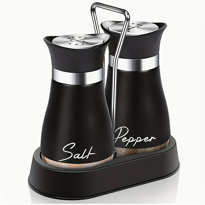 

2 Jars Of Salt And Pepper With Stand, Seasoning Bottles Of Salt And Pepper, For Outdoor Gifts, Christmas Gifts, And Kitchen Supplies