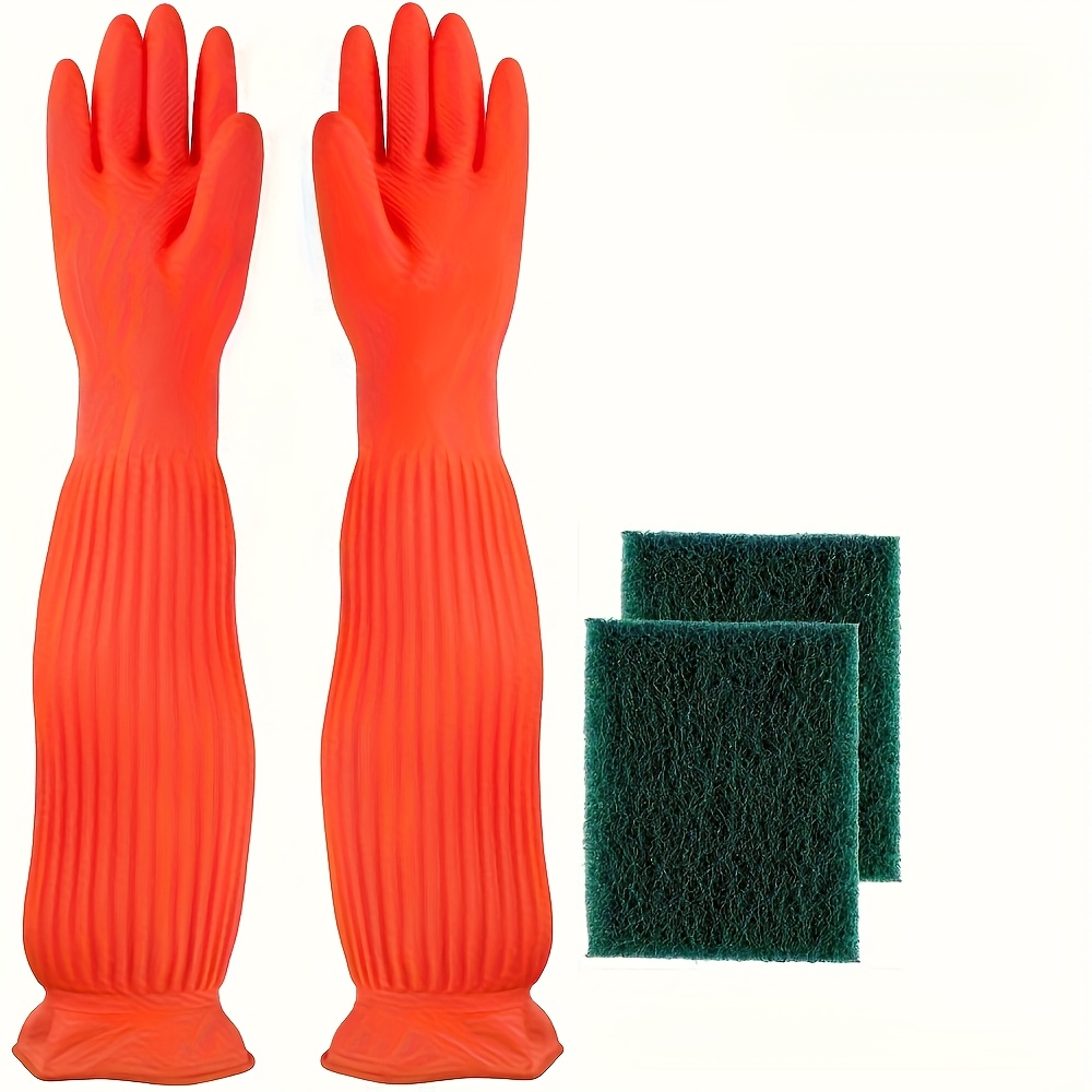 Set Of 4 Aquarium Cleaning Tools Including 22-inch Gloves And A Sponge For Fish Tanks