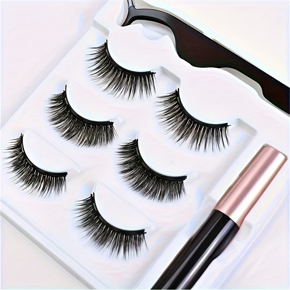 3 pairs magnetic eyelashes false lashes repeated use eyelashes waterproof liquid eyeliner with tweezer makeup sets hotting Product details 5