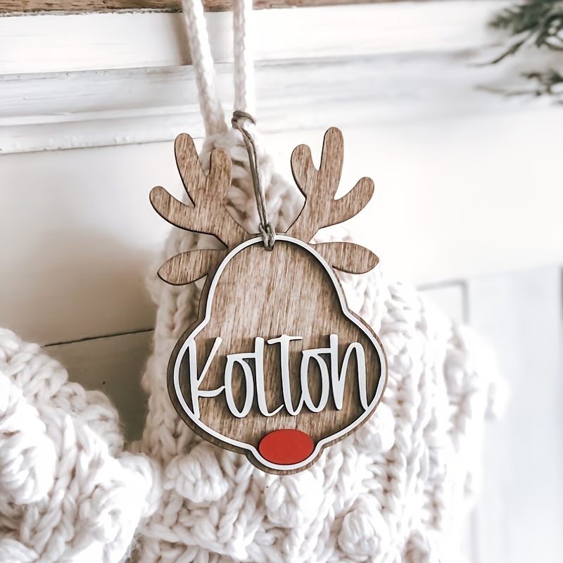 Image of Custom-made Acrylic Christmas Tree Pendant, A Double-layer Diy Personalized Acrylic Nameplate Ornament Featuring Reindeer Decorations And Customizable English Letter Tags
