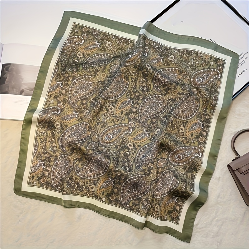 E-shop 27.6" Vintage Print Quadratischer Schal - Ein modischer und vielseitiger, glatter Hals-Schal, der auch als lässiges Haar-Accessoire verwendet