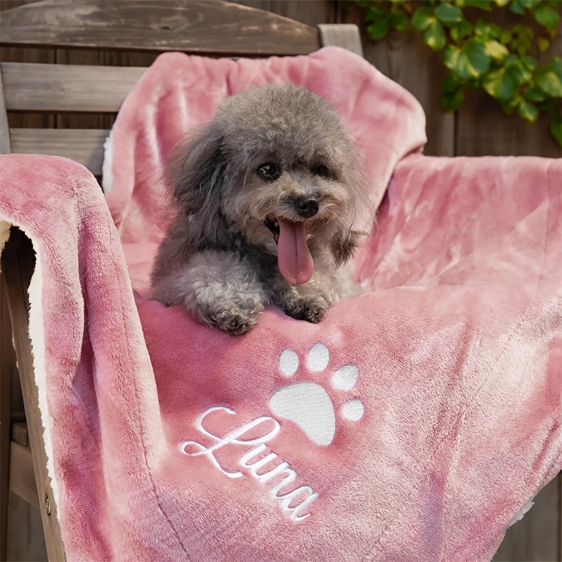 Dog Blanket - Cat Blanket- Personalised Dog Blanket - Puppy Blanket - Paw Print Blanket - Super Soft Pet Blanket - Embroidered Blanket