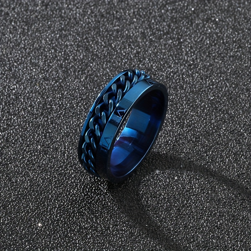 1pc personality style 201 stainless steel rotating chain ring with roman   engraving single ring for men fashionable gift jewelry Product details 8