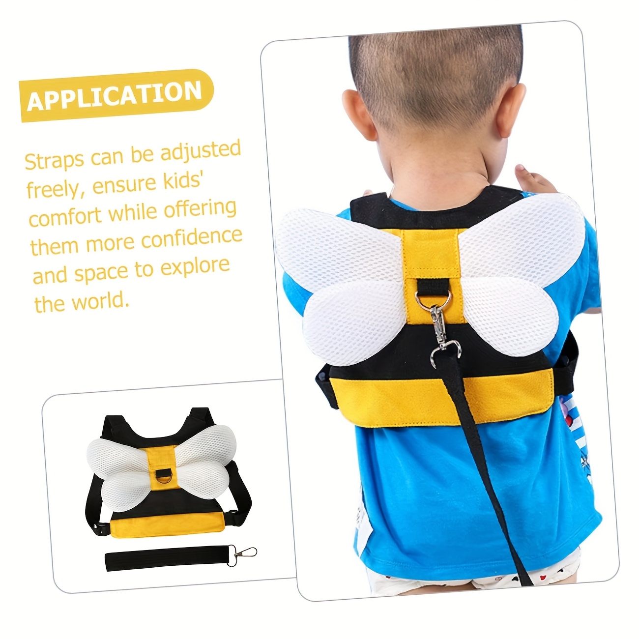 

Yellow Polyester Child Safety Harness With Adjustable Straps, Anti-loss Belt For Kids, Backpack For , Kindergarten Supplies, Child Safety Gear