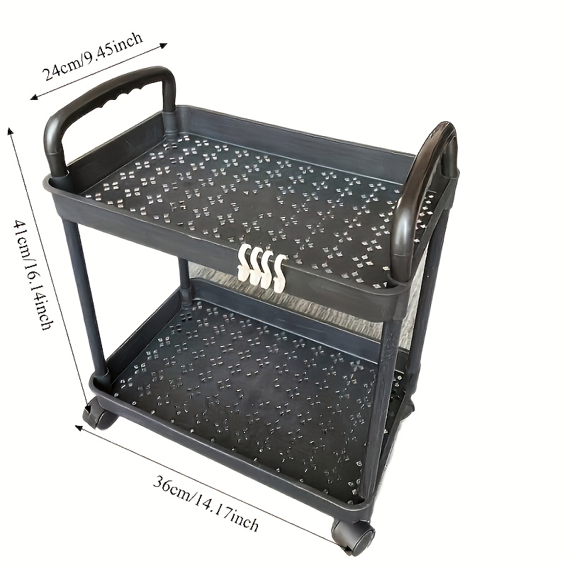 2 tier rolling utility cart heavy duty mobile storage organizer space saving shelving unit with handles suitable for home office kitchen bathroom workshop easy rolling wheels multi purpose rolling storage cart  