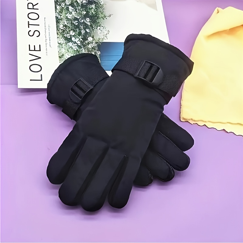 

Gants de Ski Noirs Chauds, Étanches et Coupe-Vent pour Cyclisme, Ski et Escalade - Tissu Non-Tissé en Polyester avec Fermeture à Boucle, Gants de Montagne