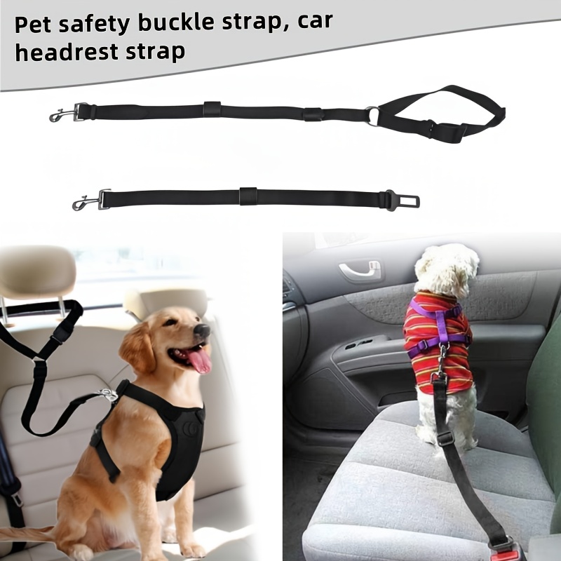 adjustable dog   headrest strap seat belt for dogs suitable for small and medium sized puppies black
