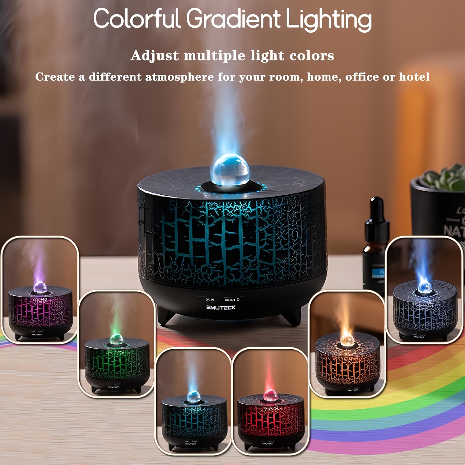 

Volcano Diffuser Essential Oil Diffuser, Aroma Cool Mist Air Humidifier With Remote Control, Aromatherapy Machine With Ambient Light, Waterless Auto-off Timer Setting For Home Office Room