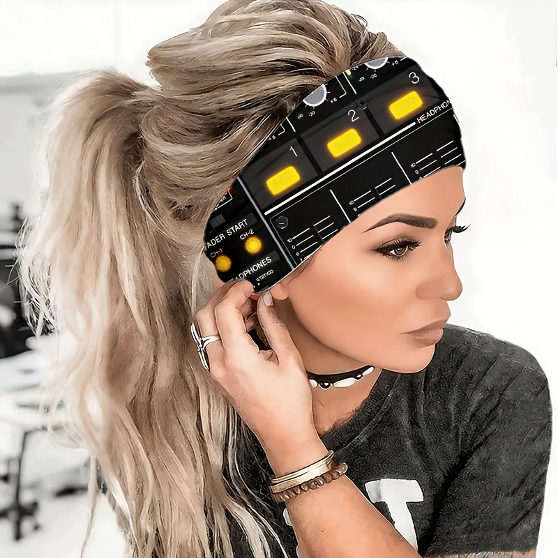 faixa de cabelo antiderrapante e absorvente de suor adequada para  , academia, corrida, ciclismo - faixa de cabelo elástica larga com design estéreo para rec e fones de ouvido, antienrosco para homens, lavável à máquina para viagem, praia, atividades ao ar livre, 2d  