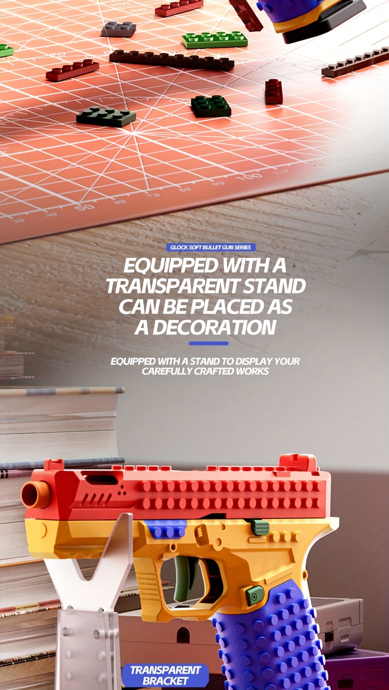 1set automatic ejection building block gun stem educational toy teenagers building block gun parent child assembly building block gun automatic ejection mechanical structure setchildrens creative construction toy diy design gun body building Product details 2