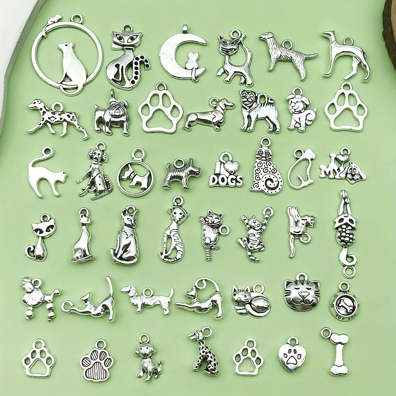 

40pcs Antique Silvery Zinc Alloy Assorted Charms, Pendants For Making, Necklace Bracelet Crafting Accessories