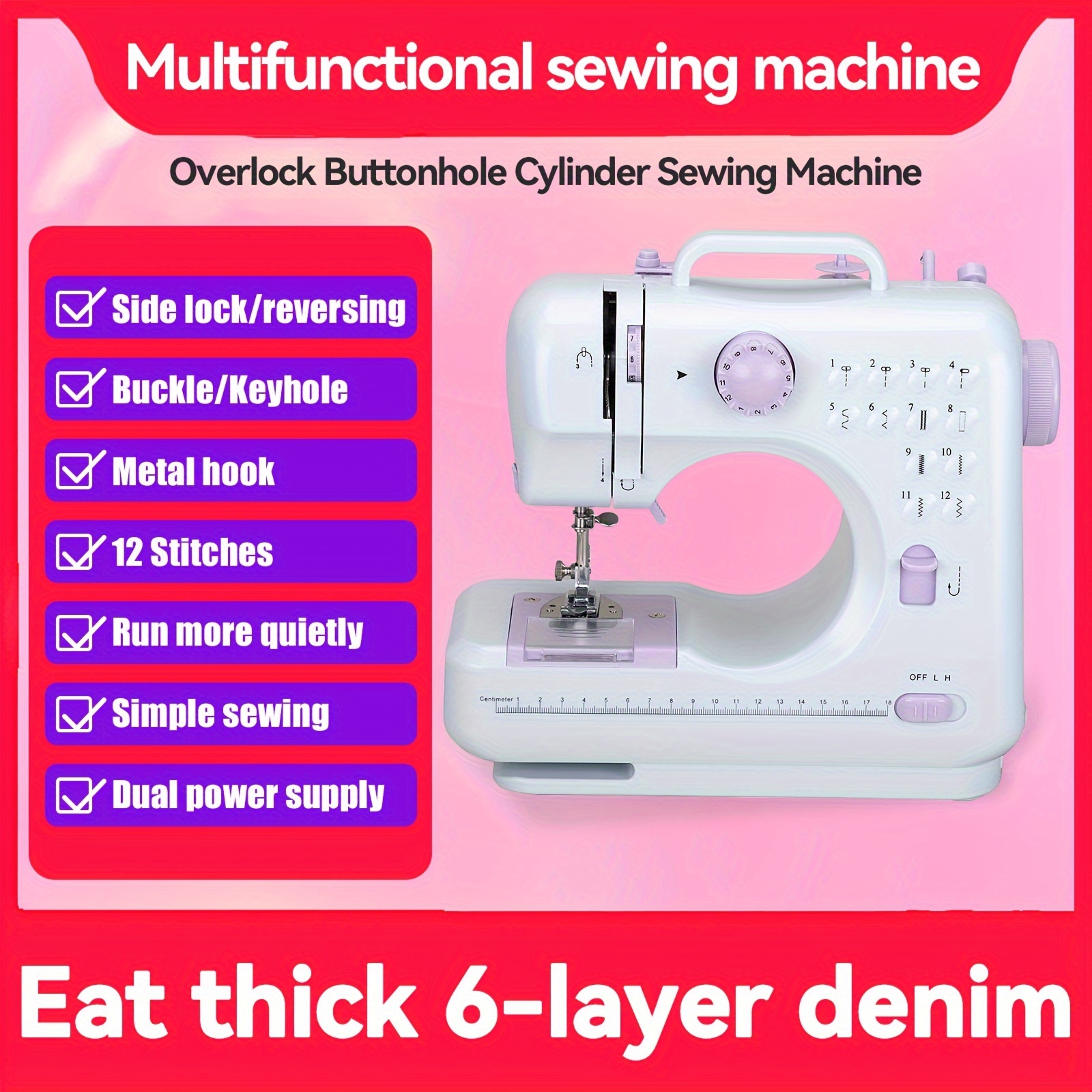 

Mini Sewing Machine For Beginner, Portable Sewing Machine, 12 Built-in Stitches Small Sewing Machine Double Threads And 2 Speed Multi-function Mending Machine With Foot Pedal For Kids, Women (purple)