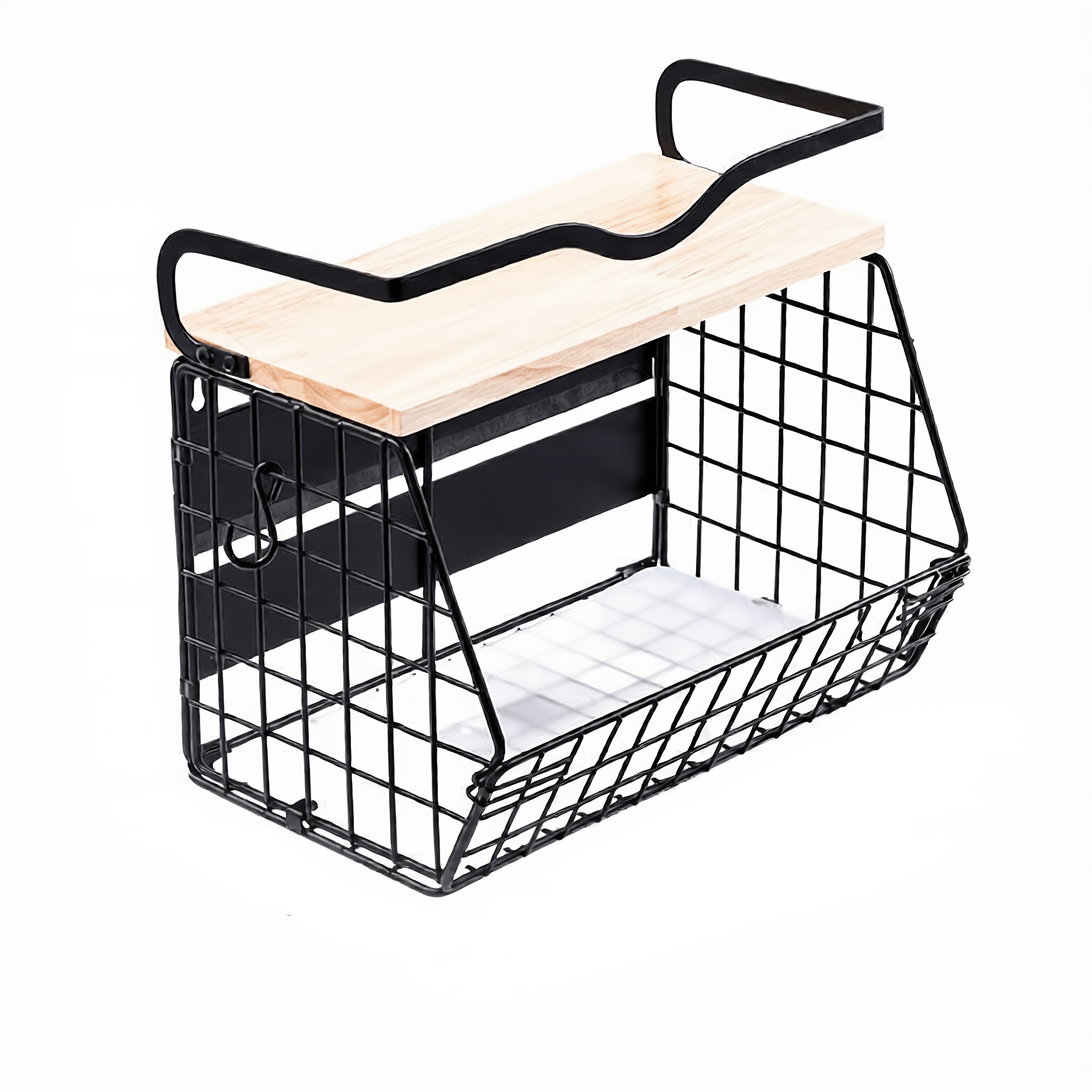 TEMU 1/2pcs Magnetic Fridge Shelf With Wooden Lid, Onion Storage Bins, Pantry Organizers & Storage, Large Container Magnetic Spice Rack For