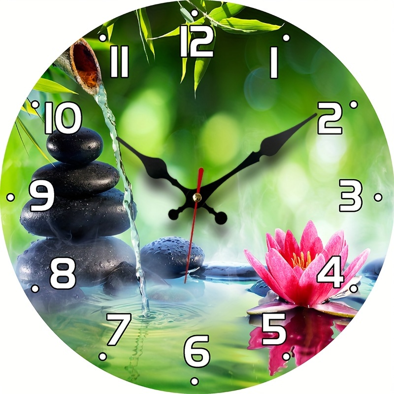 TEMU 1pc, Wooden Round Craft Decorative Hanging Clock, Quartz , Used For Home Decoration Wall Hanging Modern Hanging Clock, Without Battery