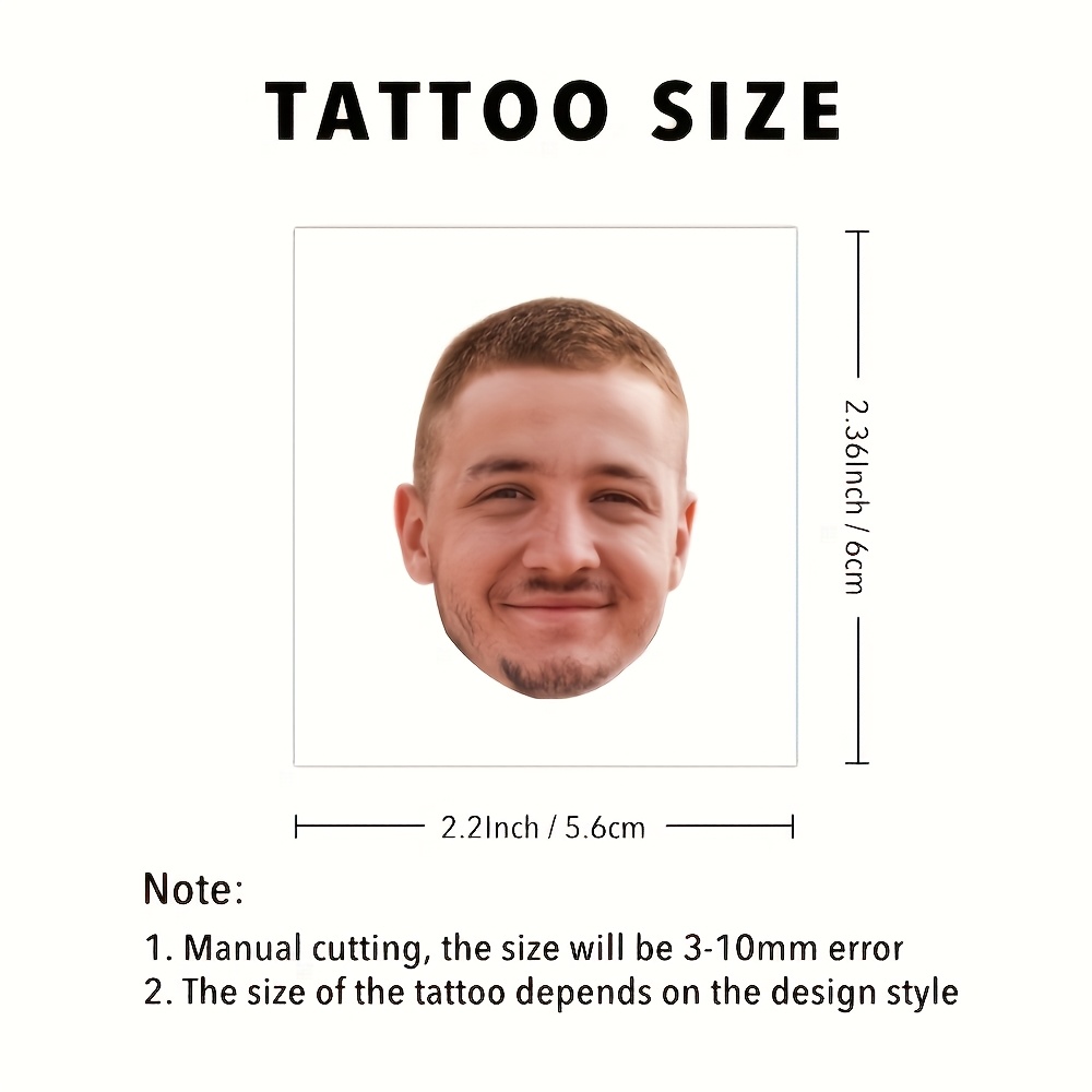 Image of 16pcs Custom Temporary Tattoos, Personalized Photo Face Tattoos, Pet And Couple Designs, Oblong Shape, Fun Party Favors And Gifts With Boyfriend, Girlfriend