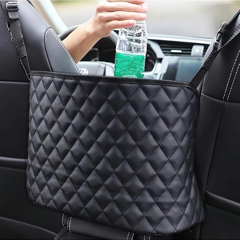 

Luxury Car Seat Gap Filler Organizer, 1pc Pu Leather Console Side Storage Bag With Embroidery, Multi-purpose Auto Interior Accessories