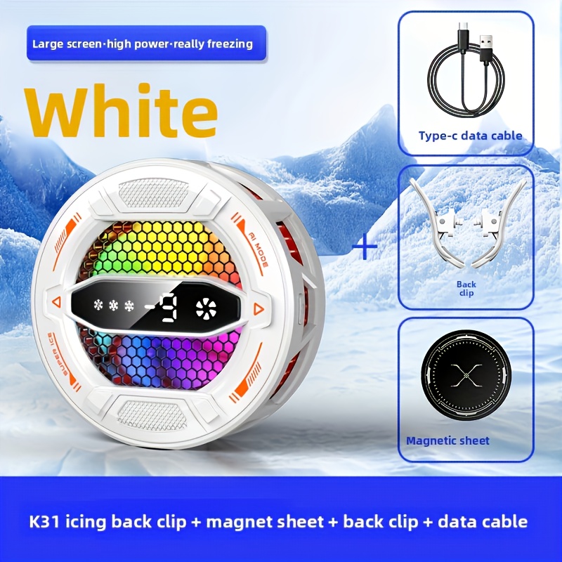 TEMU Phone Cooler With Cool Colorful Led Lights, Magnetic Suction Ice Cooling System For Phones And Tablets, Magnetic Semiconductor Cooling With