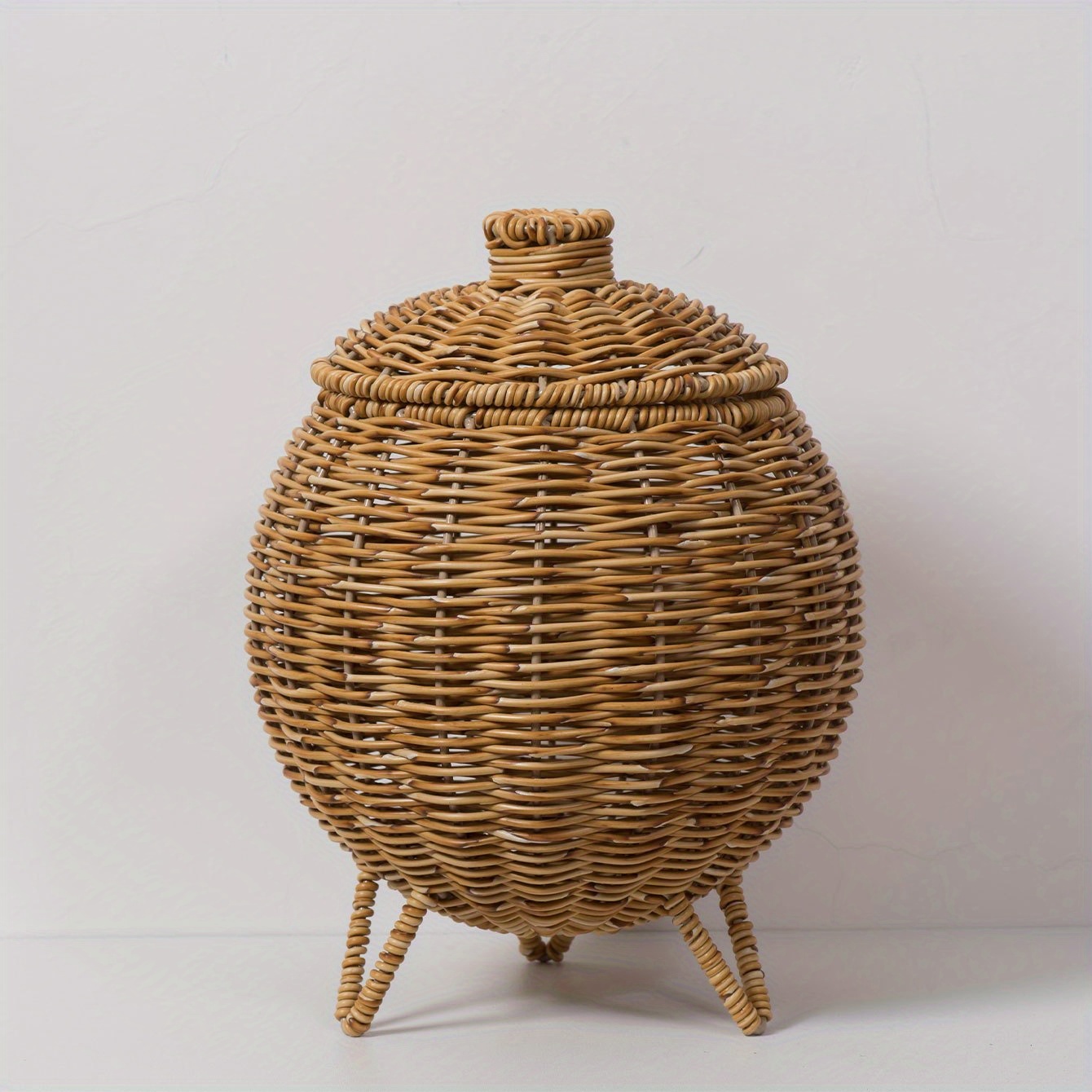 TEMU Hand-woven Storage Basket, Indoor Desktop Creative Storage, Plastic Material Storage Basket, Japanese-style Woven Lidded Storage Basket, Desktop