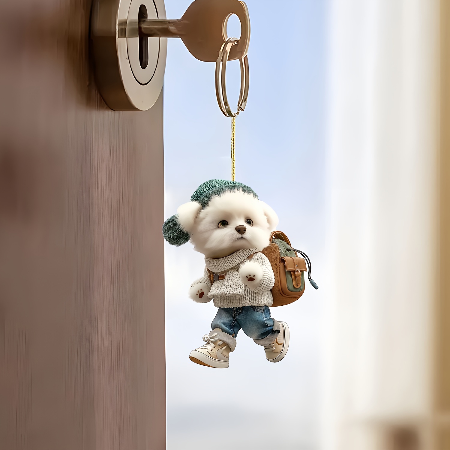 

Acrylic Teddy & Teacup Dog Keychain With Backpack Charm, Single Piece, 2d Simulation Modeling, Animal Theme Keyring For Christmas, , Car, Lovers - Ideal For Home, Garden, Party Decor And Gifts