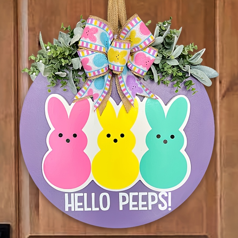 

Easter Bunny Wooden Door Wreath - & Outdoor Decor, Wall Hanging For Living Room, Door Decoration, Easter Door Decor