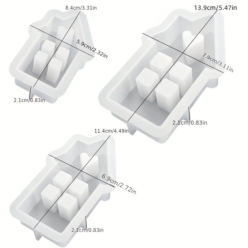 E-shop 3-teiliges Silikonformen-Set, Herzförmige -Designs, Gips-Beton-Harz-Gießformen für DIY-Dekorationshandwerk