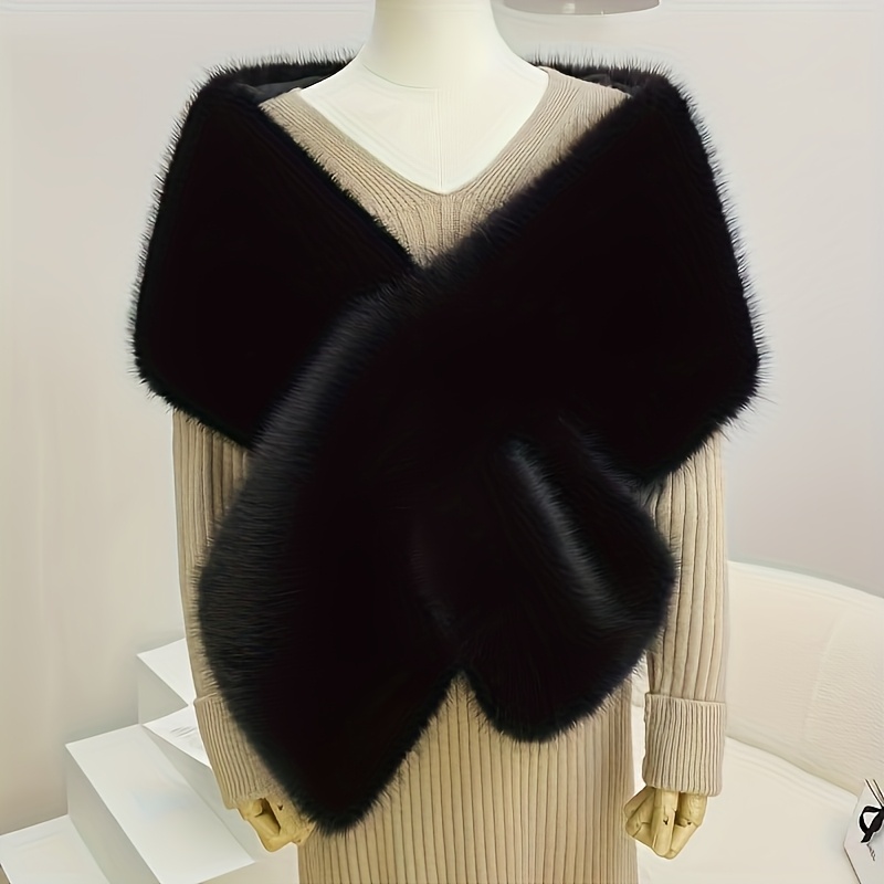 

Elegant Fur Shawl - Soft Polyester Fiber, Warm And Decorative, Suitable For Evening Dates, Weddings, And Stage Performances