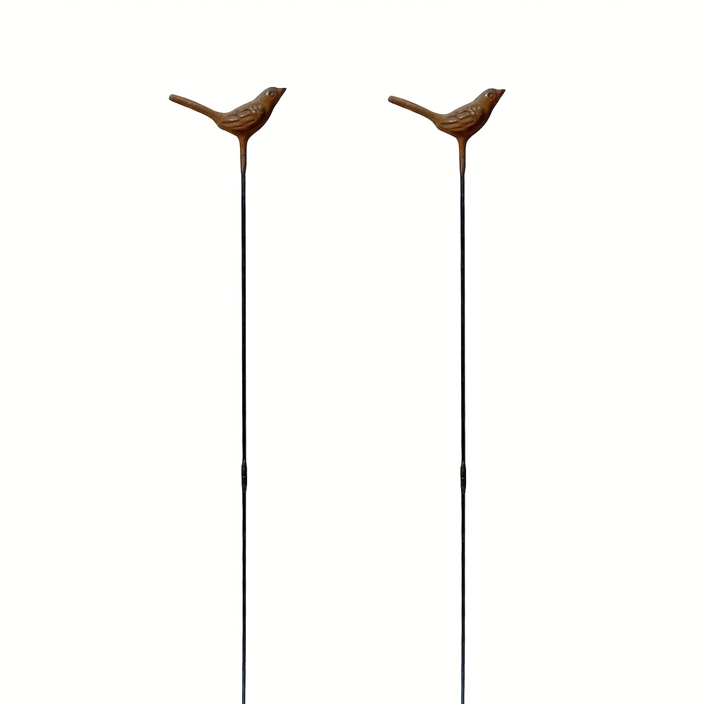 E-shop Gartenstäbe Set aus 2 Gusseisen-Vogelstäben, Topfstäbe, Metallrost-Gartendekoration, -Eisen-Dekoration, Vogel-Dekoration für den Garten