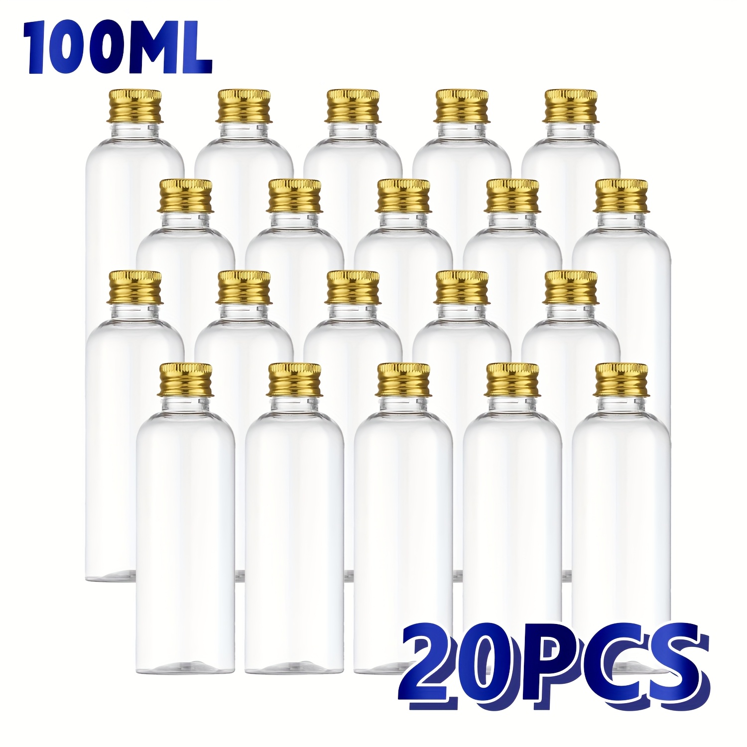 E-shop 20 Stück 3,4 oz Plastik-Squeeze-Flaschen, 100 ml Plastikbehälter mit Schraubverschluss, Reise-Mundwasserflaschen, wiederverwendbare