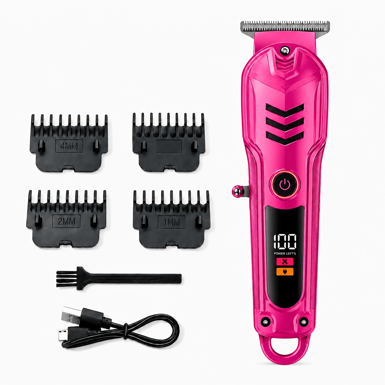 TEMU Professional Electric Carving Hair Clipper, With An Led Display Screen, 4 Limit Combs, A Usb Rechargeable Razor, Men's Trimmer, Barber Shop