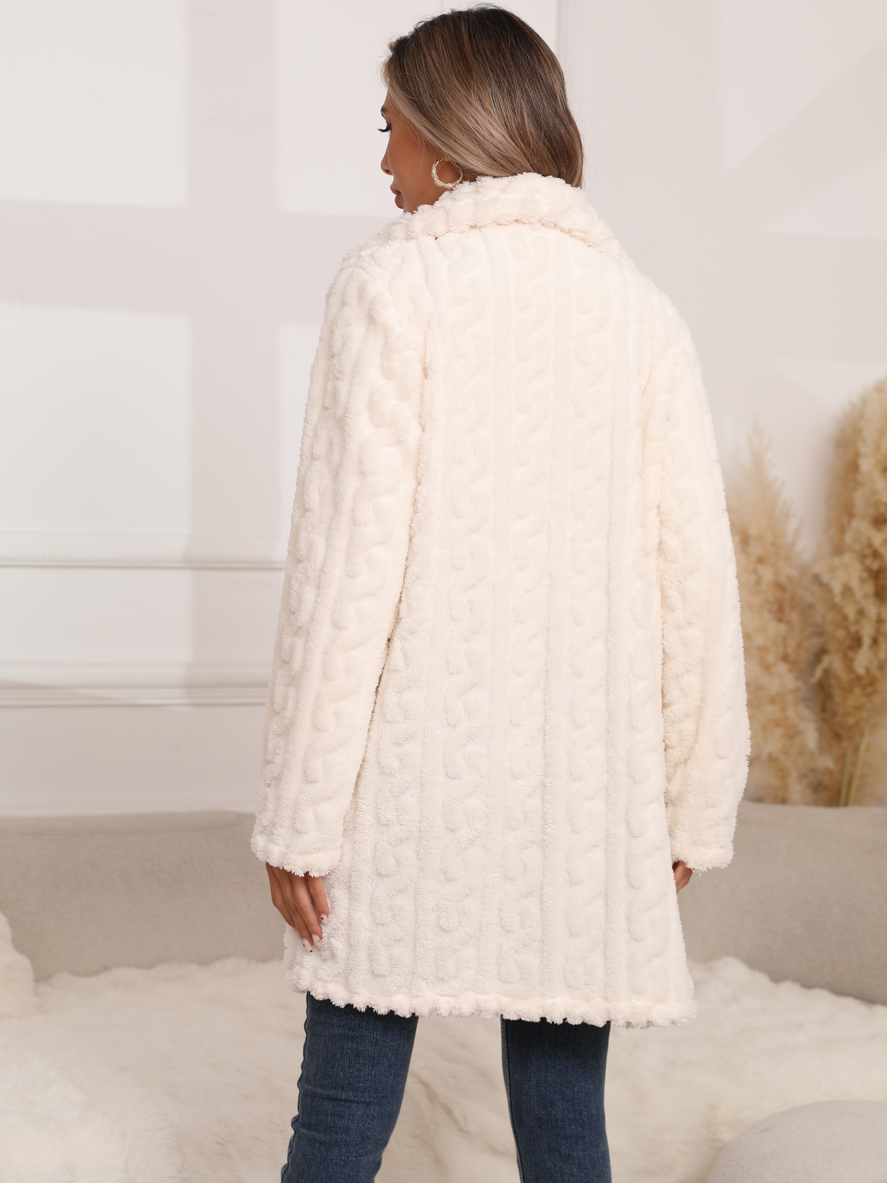 クリーム色ファー付きダブルブレストコート 【公式通販】