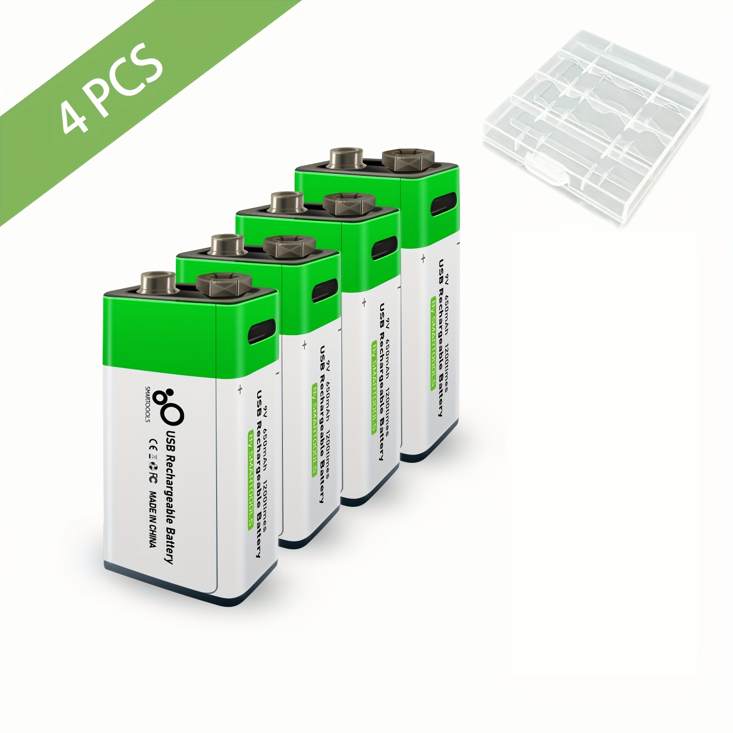 TEMU 4pcs 9v Battery 9v Batteries, 9v Lithium Rechargeable Battery, High Capacity 9v 650mah 5920mwh Rechargeable Lithium Battery, 1.5 Hours Fast