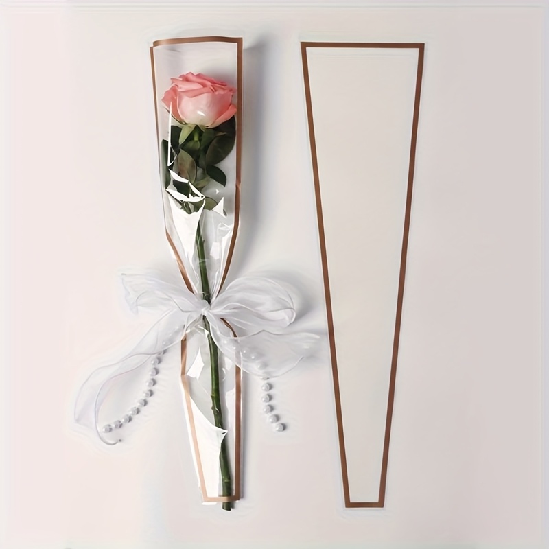 TEMU 25-pack Single Rose Bags - Transparent Glassine Flower Wrapping - Suitable For Valentine's Day, Mother's Day, Father's Day, Birthday, Wedding