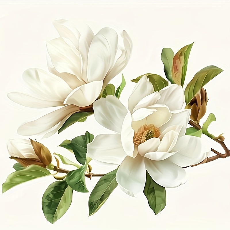 

White Magnolia Flower Vinyl Decal - Elegant Waterproof Pvc Sticker For Car, Laptop, Bumper, Scratch Cover - Aesthetic Floral Branch Design Decoration