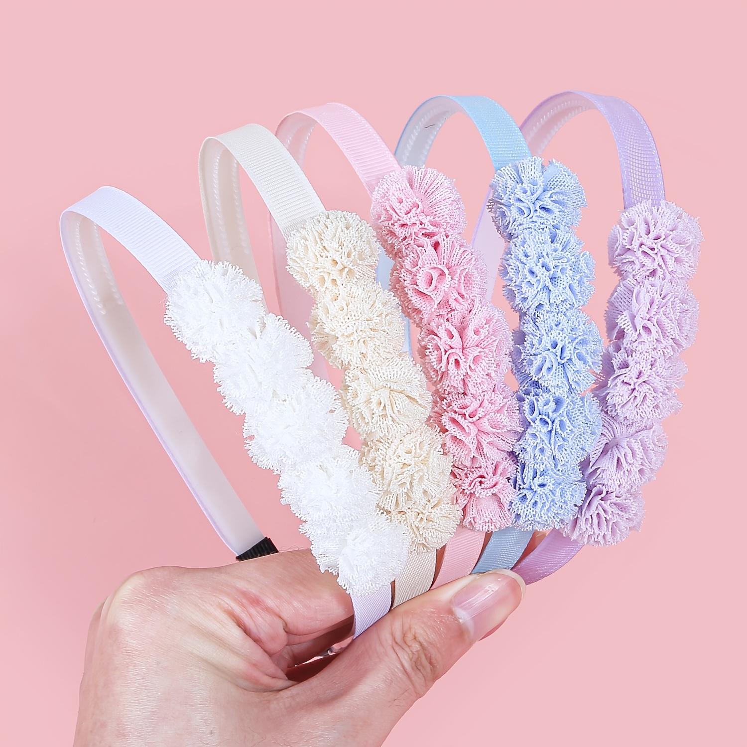 5 Fabric Embroidered Hydrangea Flower Headbands Cute Flower Headbands Hairbands For Everyday, Parties, Back To School Hair Additions