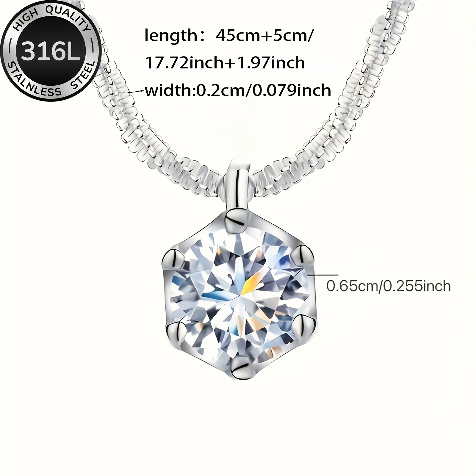 1pc Elegant and Shiny 316L Stainless Steel Women's Necklace, Wedding Eternity Necklace, Inlaid with Synthetic Cubic 3A Zirconia, Durable Hypoallergenic Design, Suitable for Daily Wear, Banquets, Weddings, Christmas Gifts, Valentine's Day Luxury