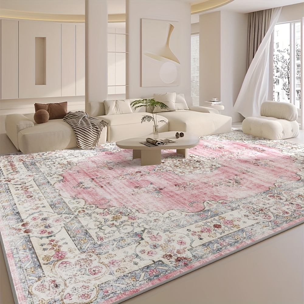 E-shop Samt/850g/m² Samt-Foyer-Teppich im Vintage-Blumenmuster für Wohnheim, Innenbereich, ultraweich, verdickt, langlebig, rutschfest, moderner