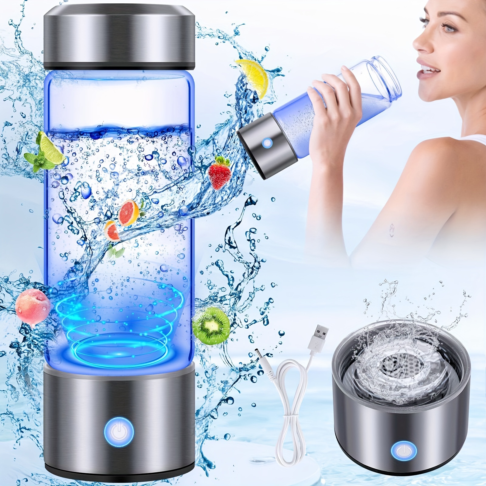 

Upgraded Version 1000mah Portable Hydrogen Water Bottle, Usb Rechargeable 3 Minutes Electrolytic Hydrogen Generator, Sparkling Water Machine Spare Parts, Suitable For Home Fitness