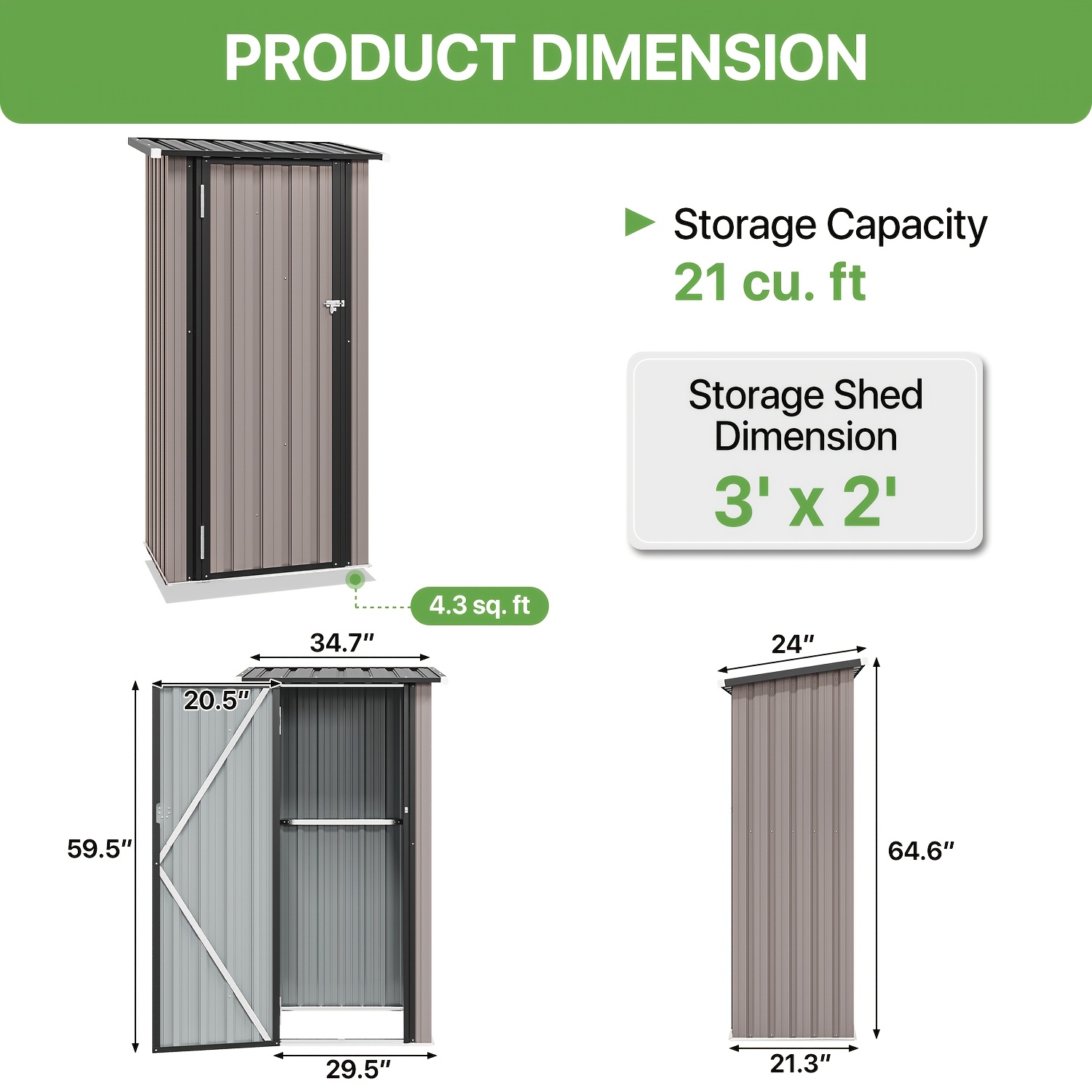 TEMU Abri de rangement extérieur en métal 3x3 pieds - Abri en métal résistant à , toit en , porte verrouillable, rangement à outils pour (3x3/5x3