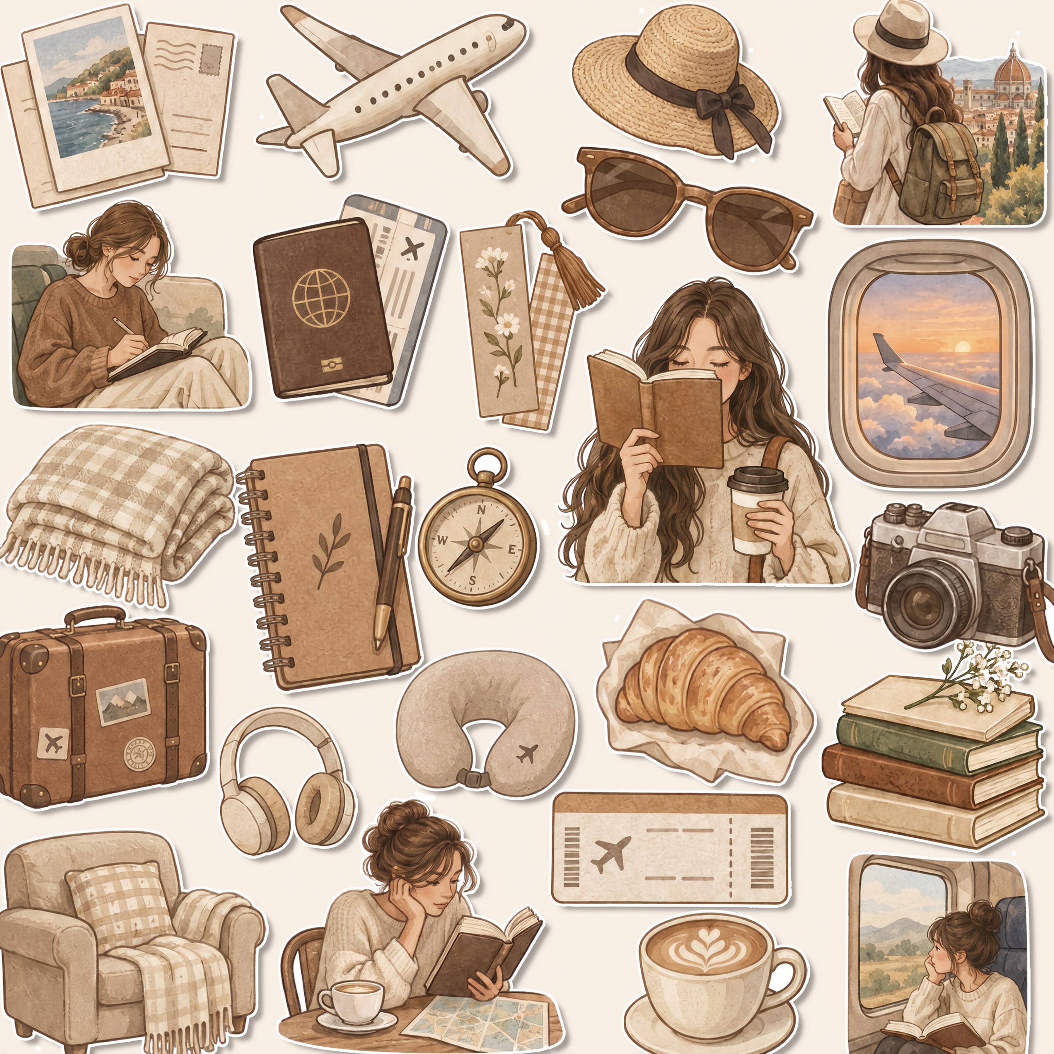 TEMU 1 Set, Vintage Bruine Reisthema Stickers, Planning Stickers, Kantoor Stickers, Vriendschap Cadeau Stickers, Verpakking Stickers, Vakantie Feest