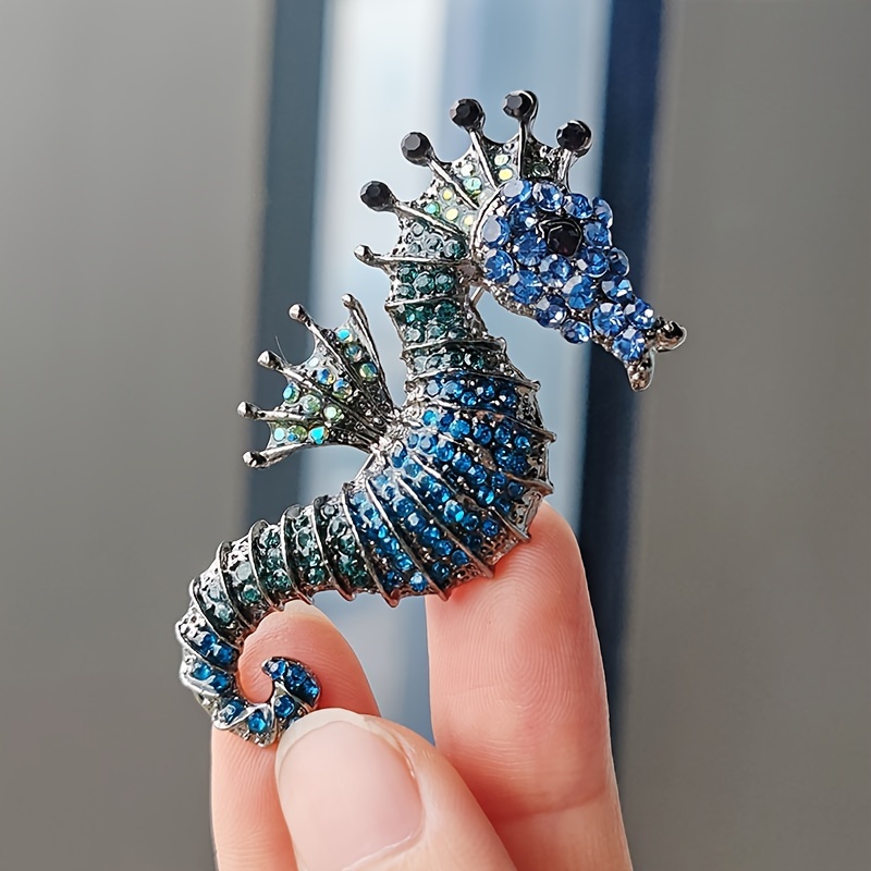 

Ocean-inspired Brooch With Rhinestones Accents, Seahorse Brooch Accessories Perfect For Everyday Wear Or Gift Giving