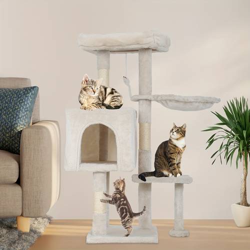 space saving multi layer cat tree tower with durable scratching posts comfy play platform ideal for apartment cats in multiple colors